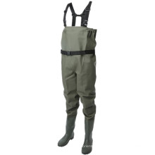Men's Cheap 70D Nylon Fly Fishing Wader PVC Chest Waders with PVC Boots